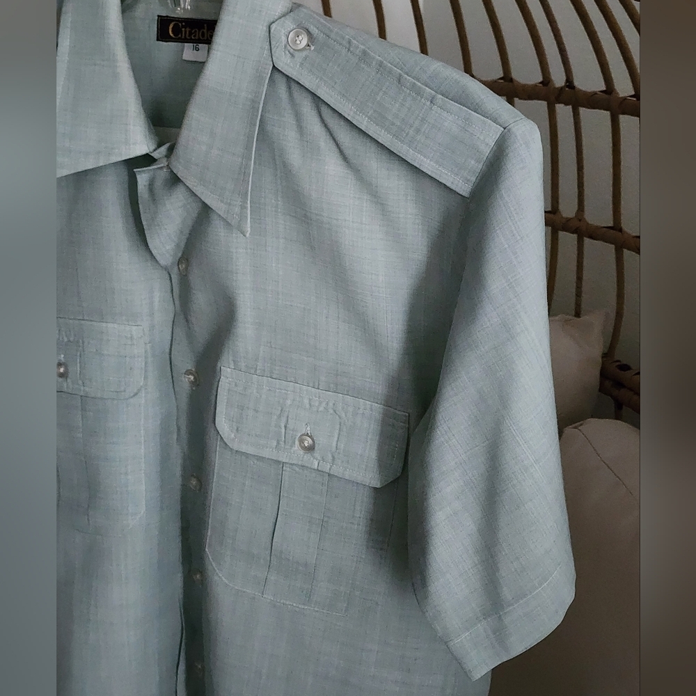 Citadel Vintage USA Military Men's Short Sleeve Wool/Polyester Blend Size 16 - Picture 3 of 12
